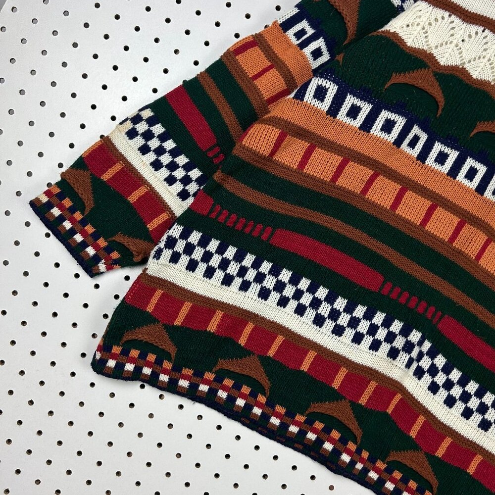 Diana Marco COOGI STYLE Sweater Women's XL Colorful 90s Hip Hop Brown Green Y2K - Picture 3 of 6